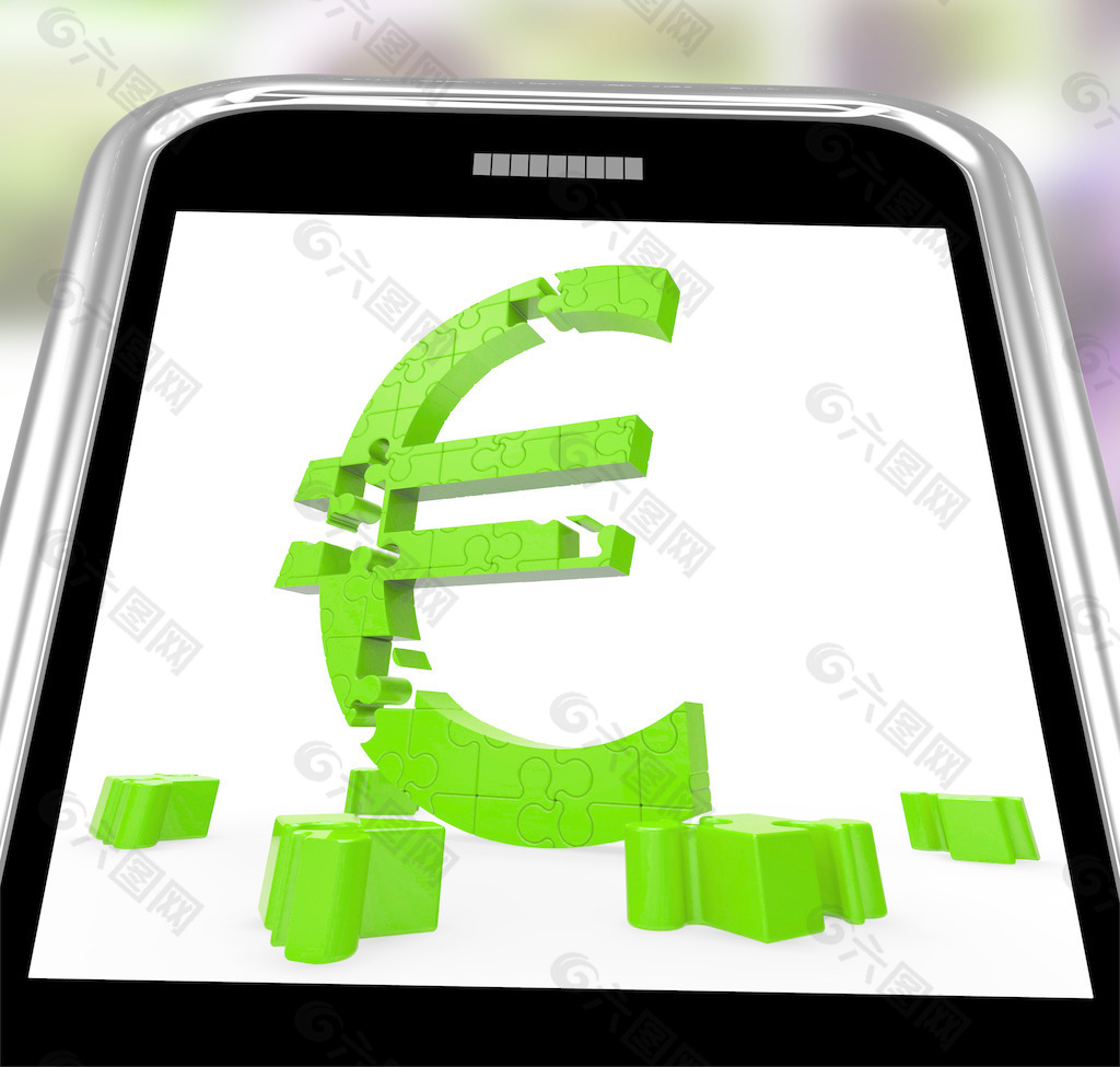 在智能手机的欧元符号显示欧洲货币