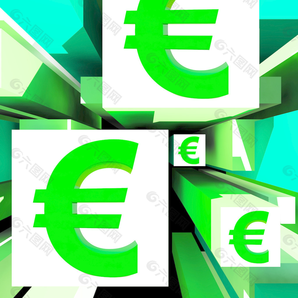 在立方体的欧元符号显示欧洲的利润
