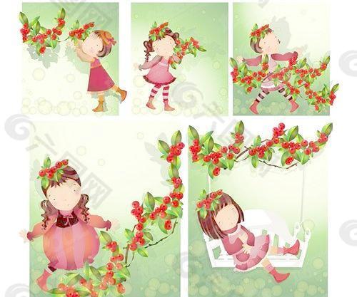 红色水果的主题iclickart四赛季韩国可爱女孩的相册