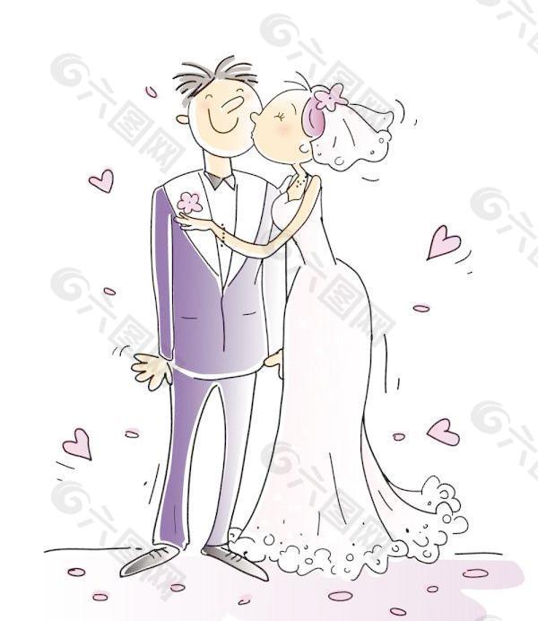 漫画风格的婚礼元素矢量素材01