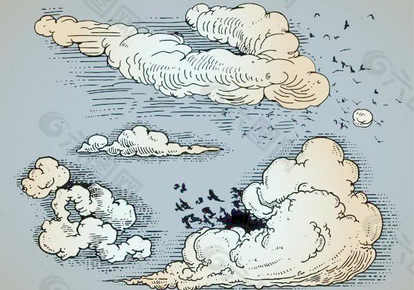 漫画风格的云矢量素材3