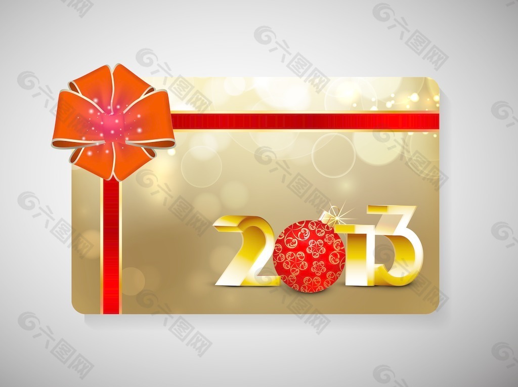用丝带新年庆典礼品卡