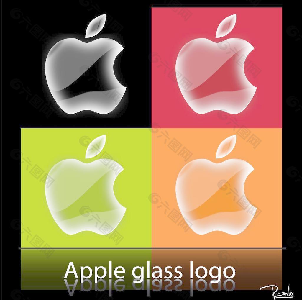 苹果玻璃标志，ffee向量。
