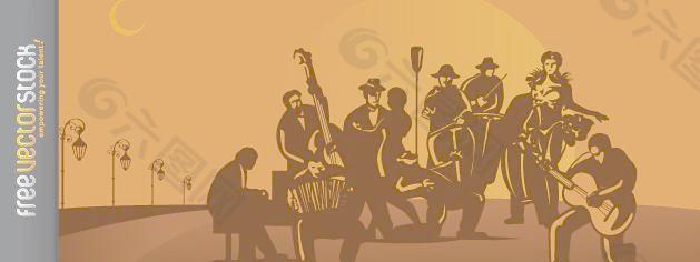 探戈乐团的音乐家candombe月亮