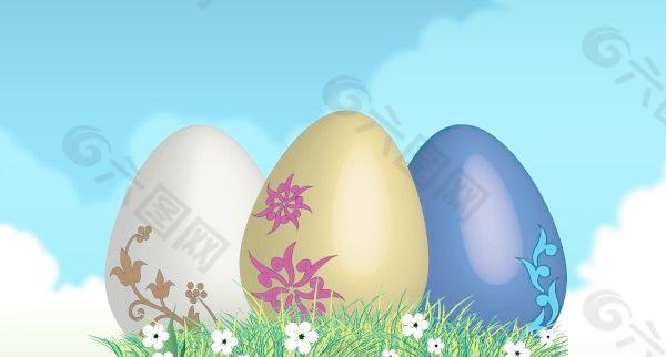 复活节彩蛋的草绿色快乐的复活节彩蛋