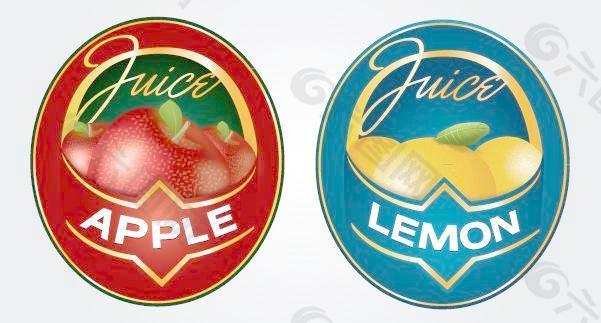 苹果汁的柠檬汁的标签标识