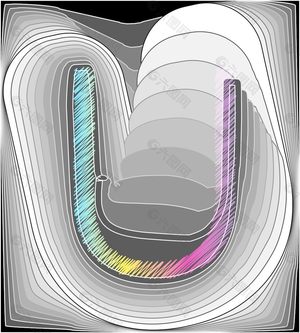 摘要字体矢量插画