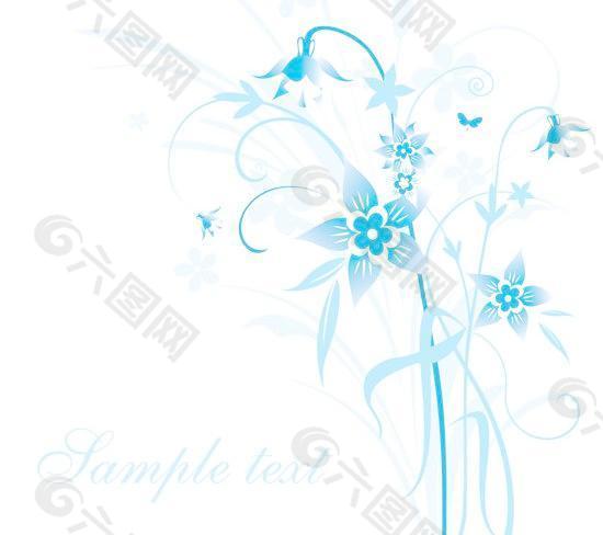简单的手绘花和蓝色文本背景矢量- 5简单的图案设计