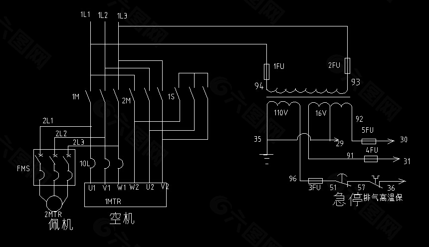 空压机电气控制图CAD图纸