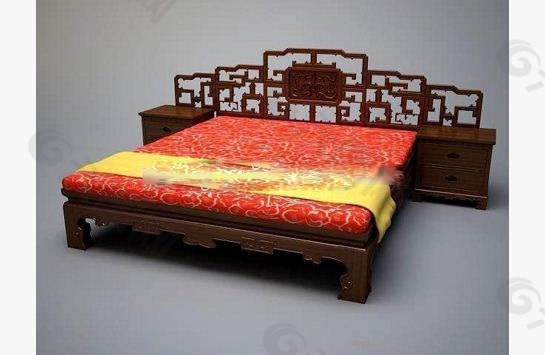 中式床3d模型