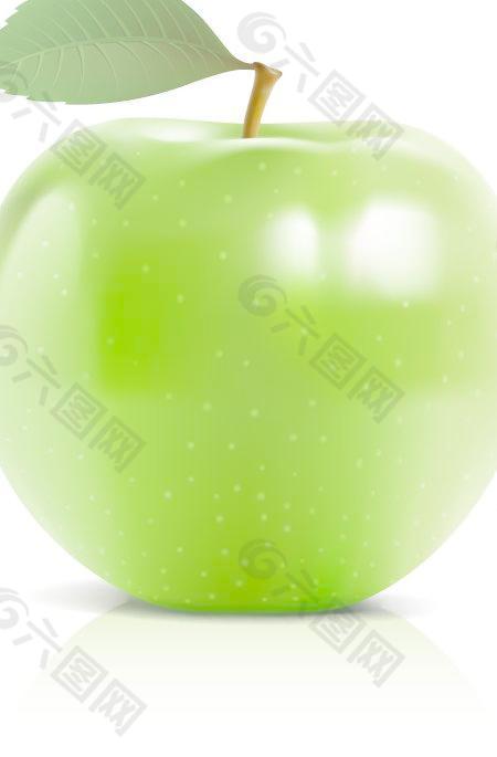 闪亮的绿苹果矢量素材