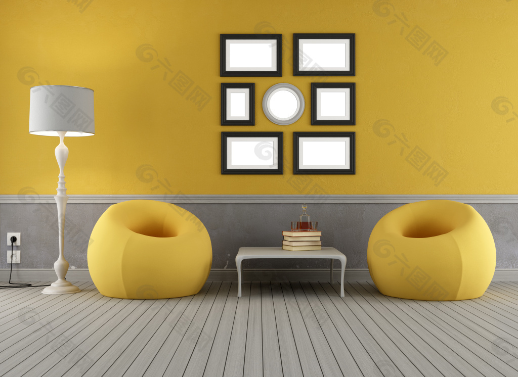 黄色客厅装饰