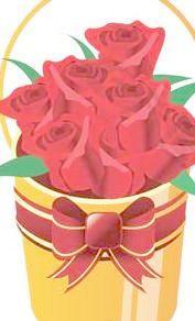 桶玫瑰花与丝带