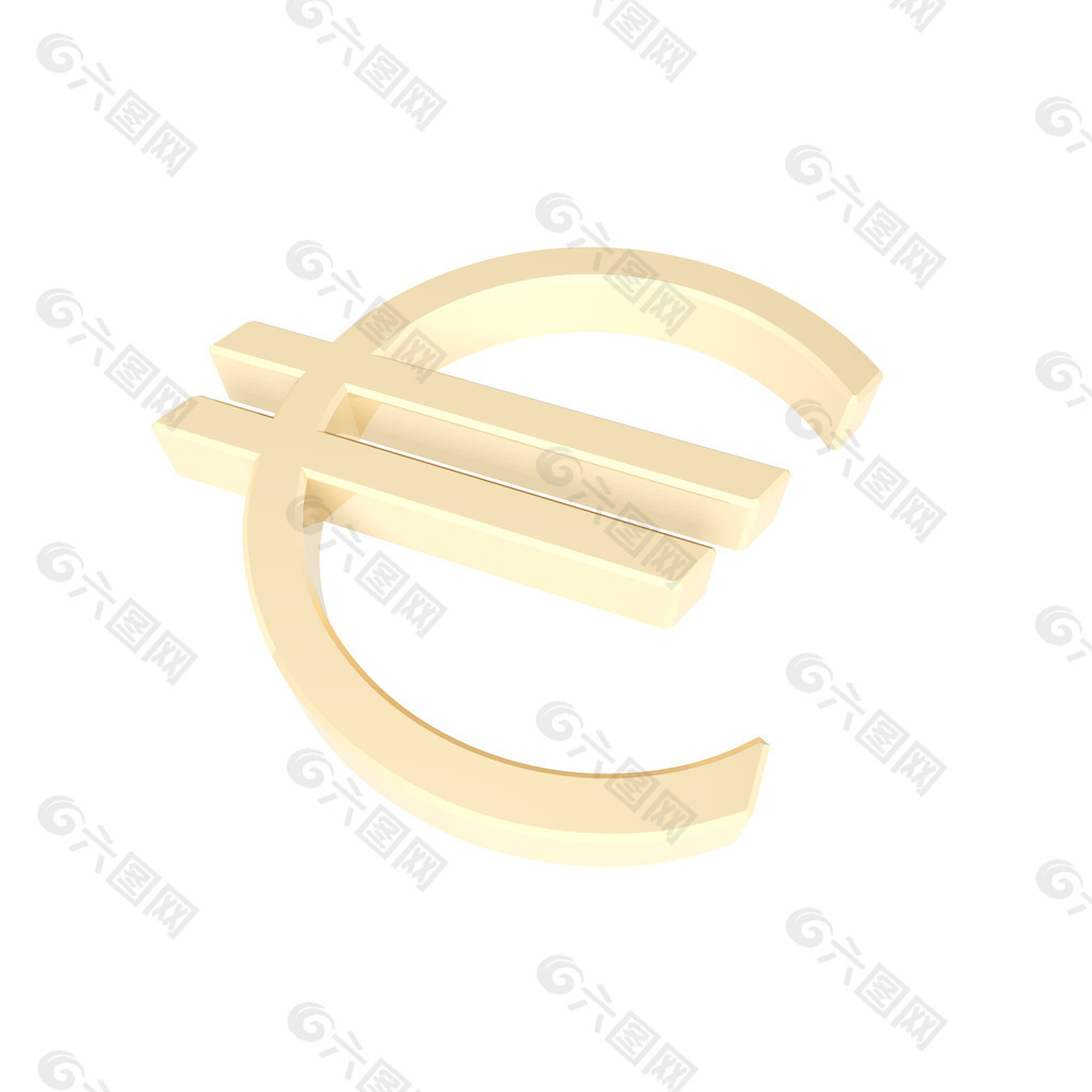 黄金的欧元符号孤立在白色