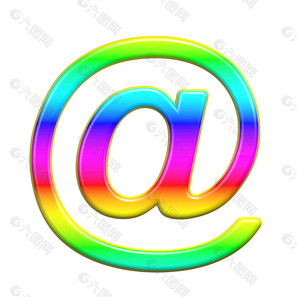 邮件标志的字母集孤立在白色彩虹