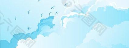 自然界鸟类剪影的天空云免费矢量