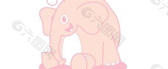 粉红色的大象免费矢量
