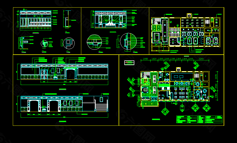 中式餐厅CAD施工图