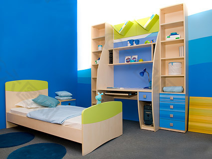 蓝色儿童的房间图片素材