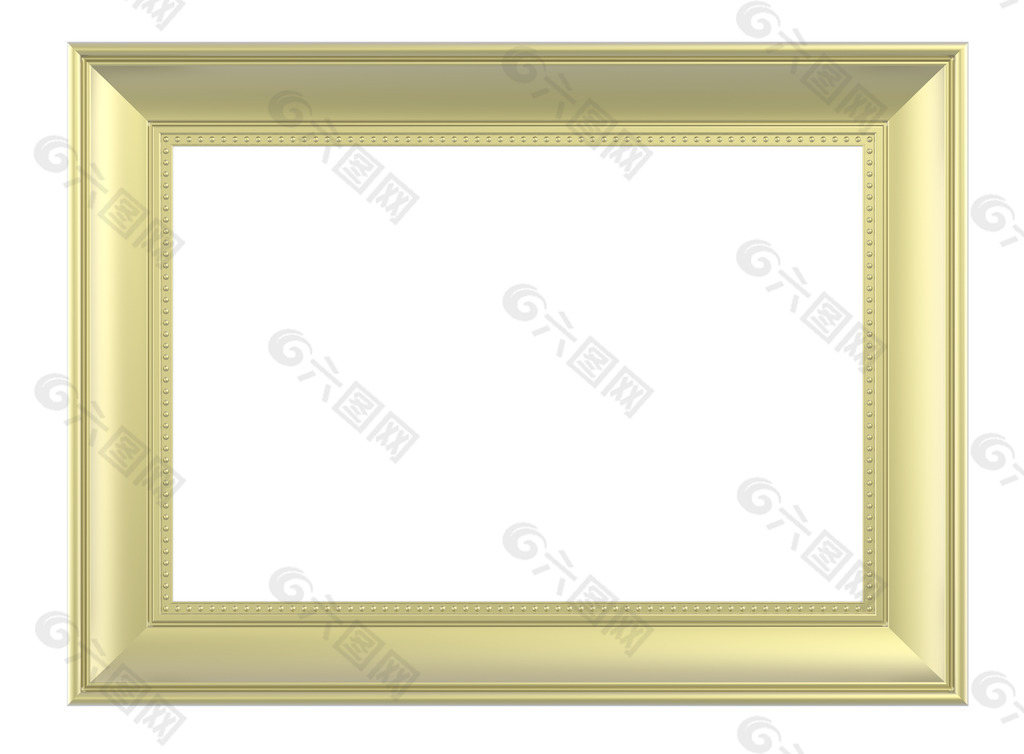 马特黄金矩形框的孤立在白色背景