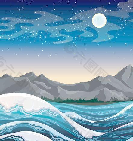迷人的夜晚背景矢量05