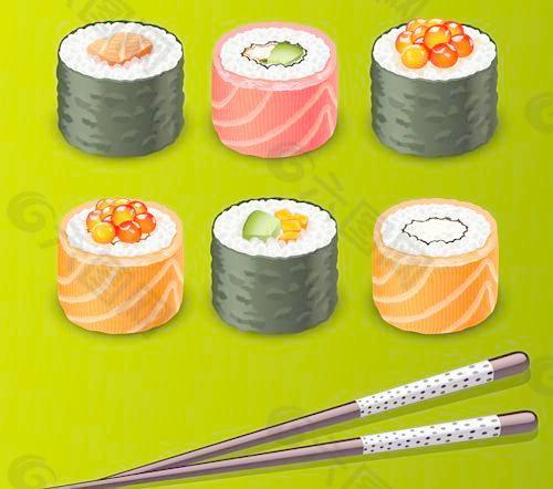 日本的寿司菜单元素矢量图03