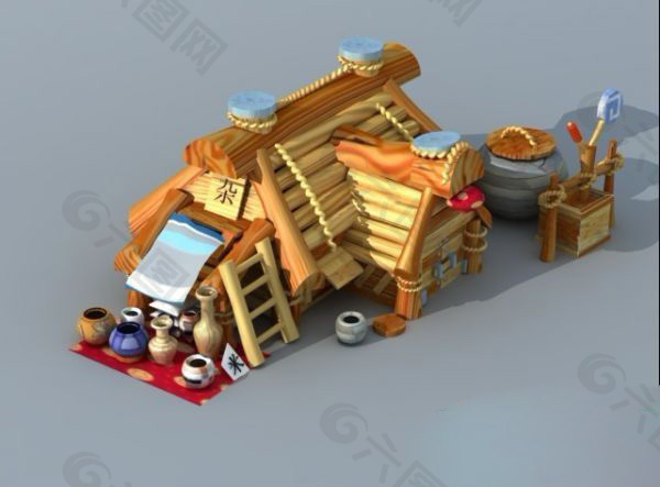杂货木屋模型下载