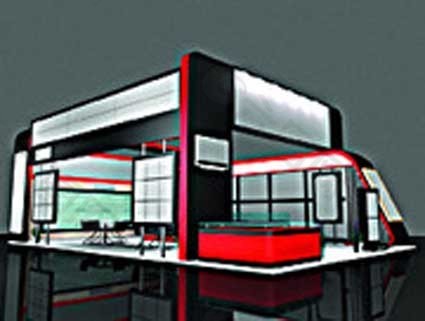 红色豪华展厅3D模型设计