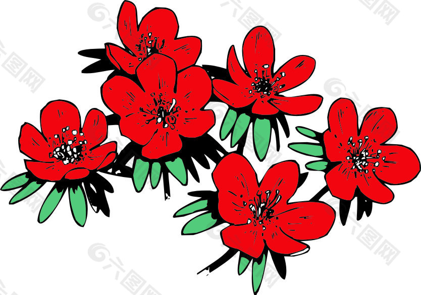 鲜红色花朵矢量图案