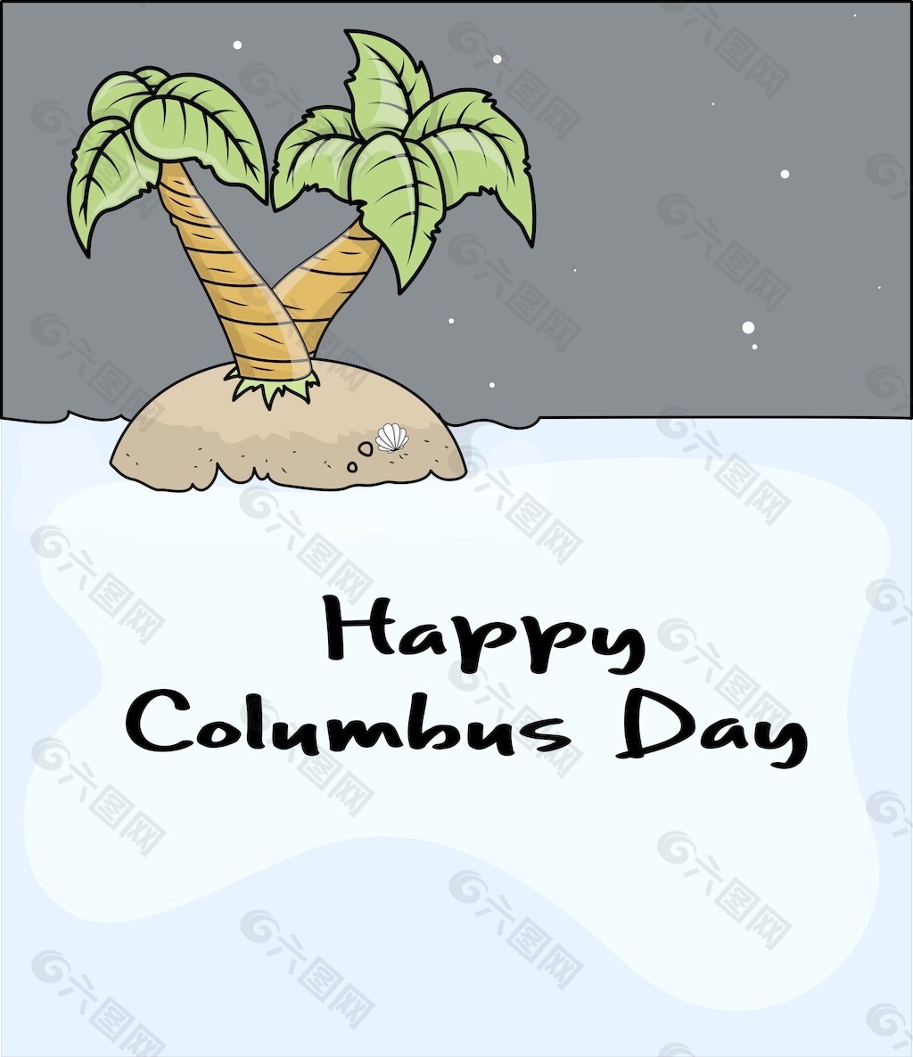 快乐的哥伦布日海滩树矢量图形
