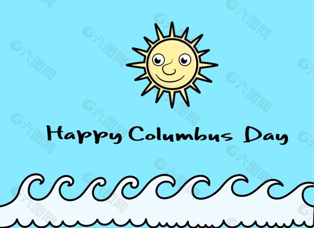快乐的哥伦布日向量太阳旗
