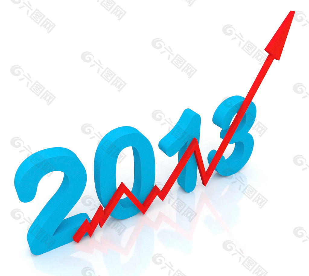 红色箭头显示2013年的销售额
