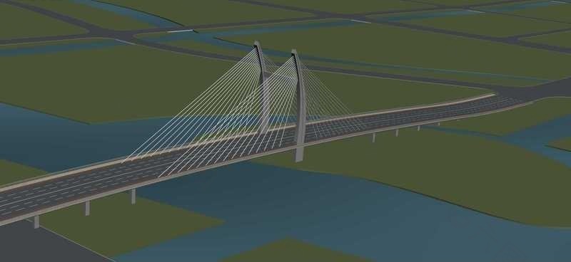 简约设计风格的桥梁大桥3D小品建筑