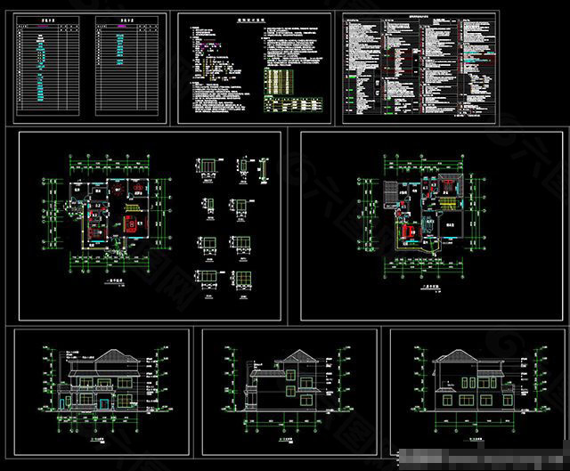中式别墅CAD施工图