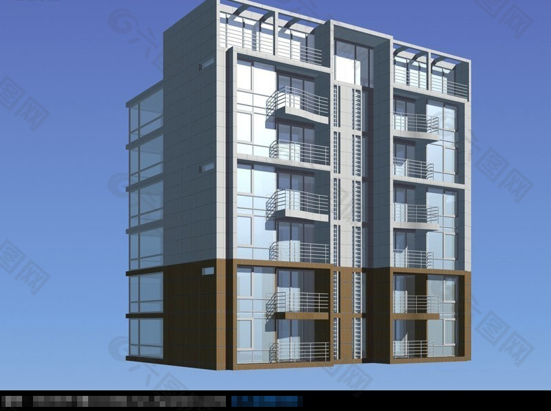 新型框架式多层城市住宅3d建筑模型
