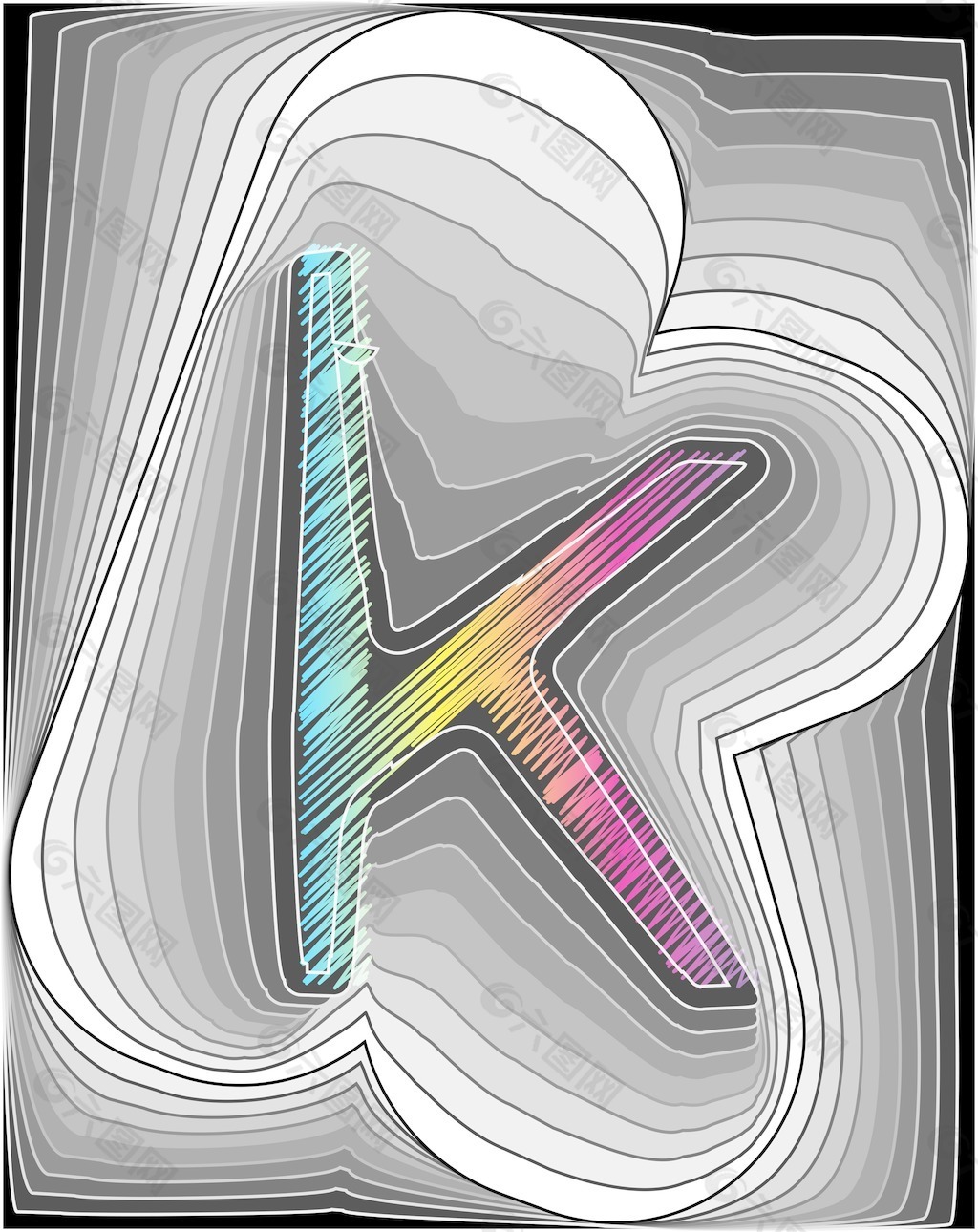 摘要字体矢量插画