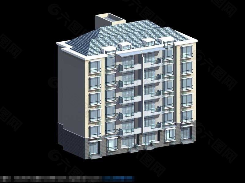 阁楼式多层住宅3d建筑模型