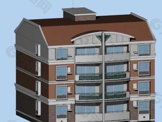 五层城市住宅3d建筑模型