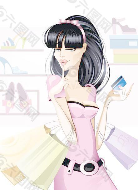美丽的女孩矢量的01个元素