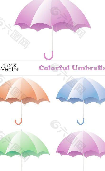 五颜六色的雨伞矢量元素