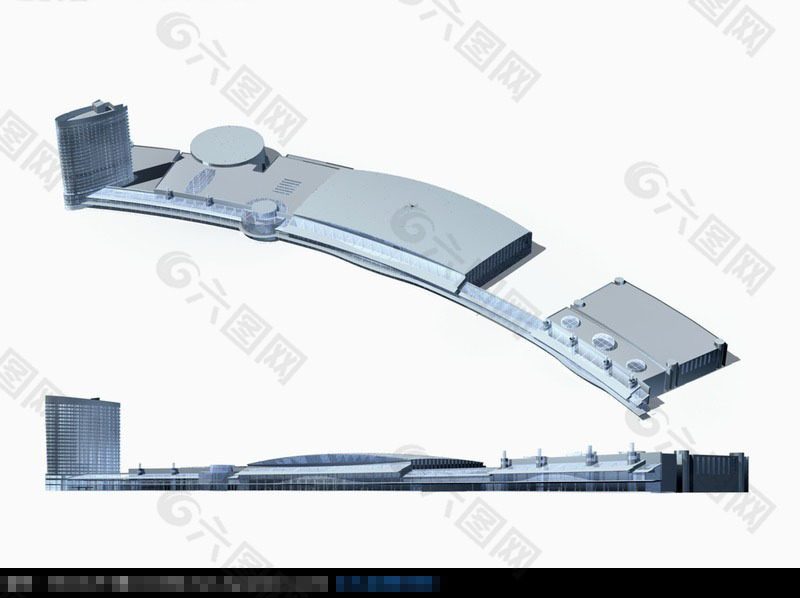 大型现代风格公用建筑模型