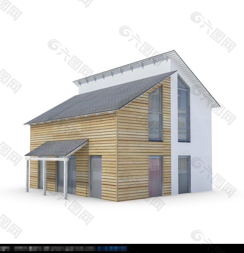 斜顶木墙小别墅max建筑模型