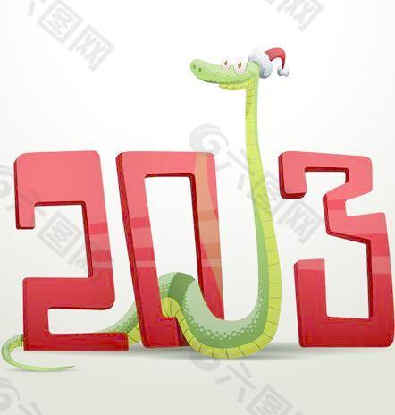 新的一年里蛇2013设计矢量集04