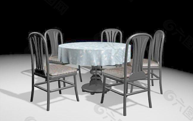 餐桌组合-51家具3D模型