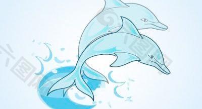 蓝色海豚矢量图形矢量
