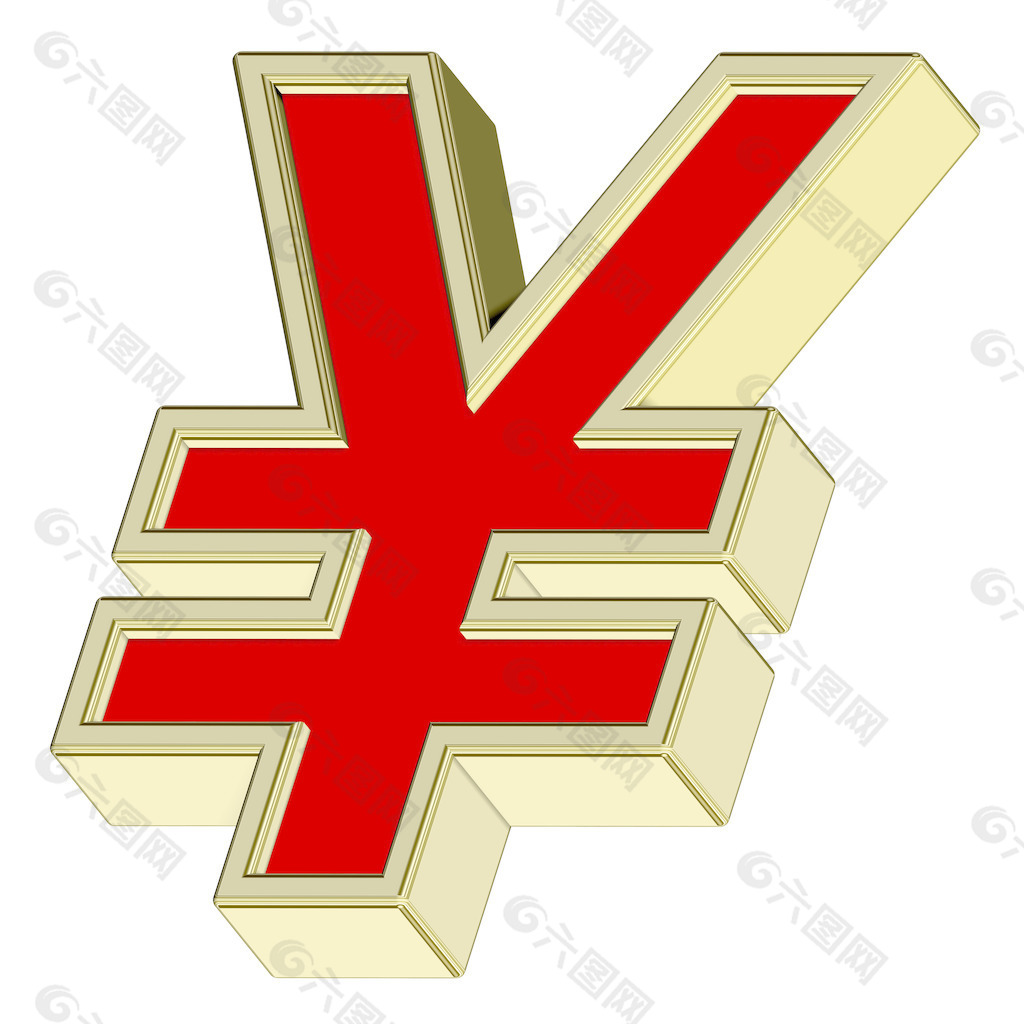 日元标志由红与金框字母集白色隔离