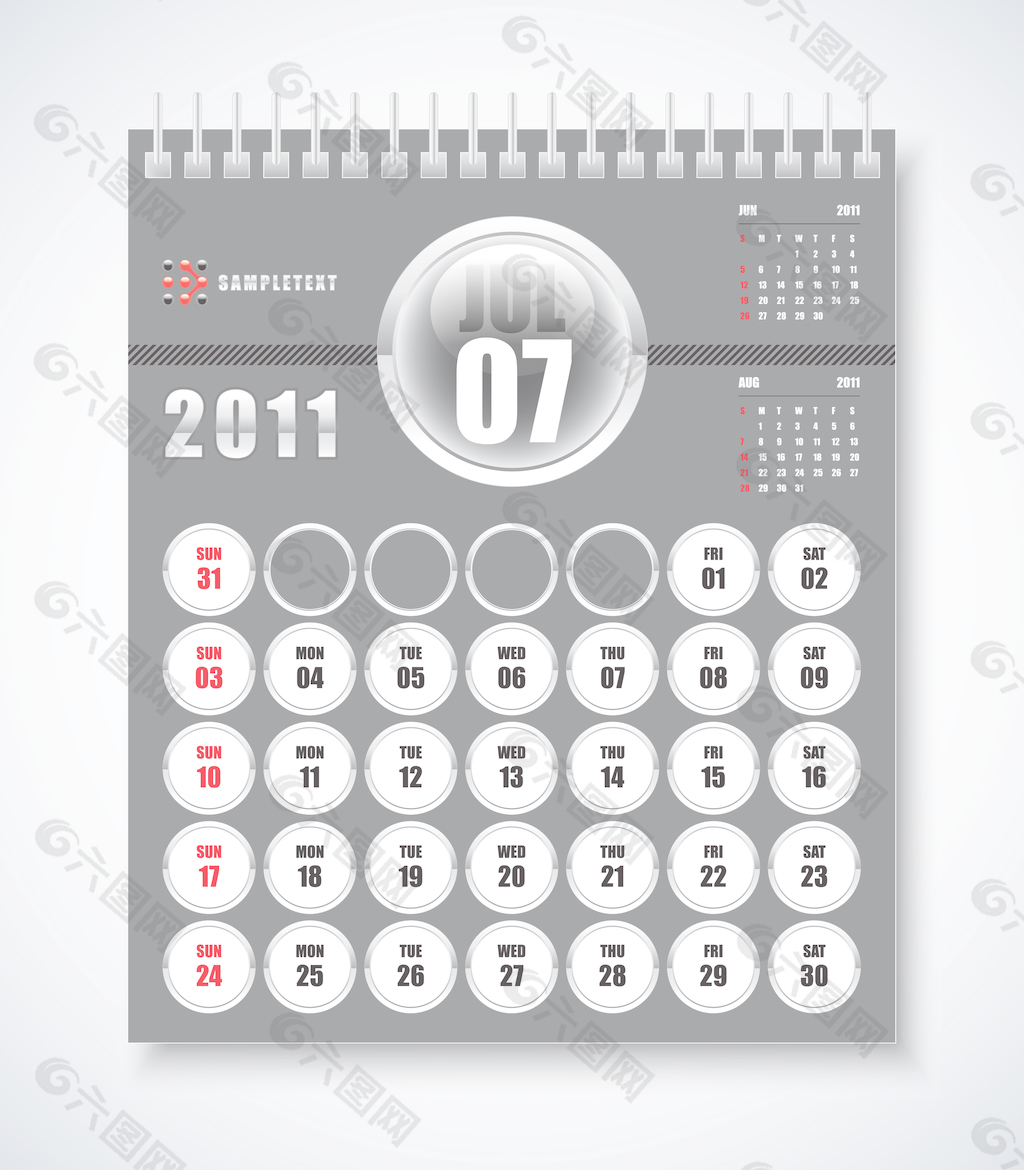 2011—七月日历设计