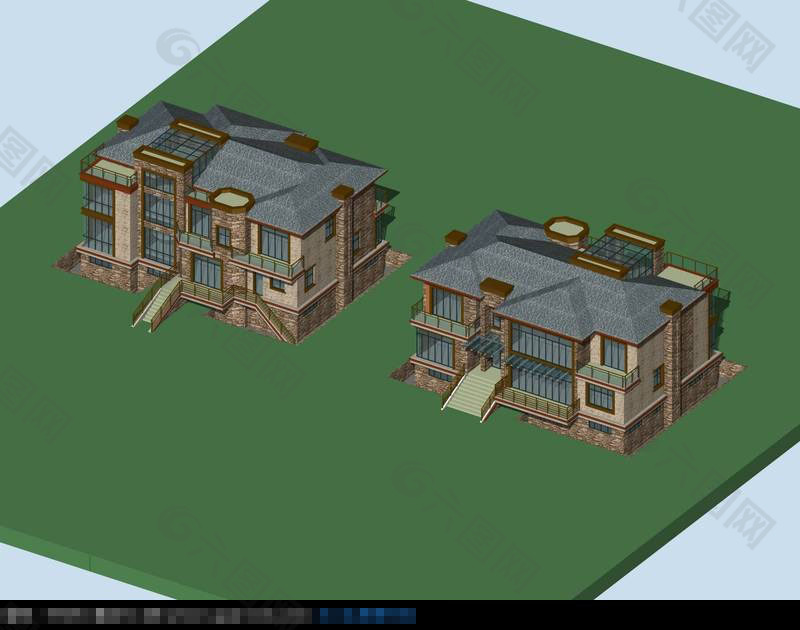 乡村风情别墅模型