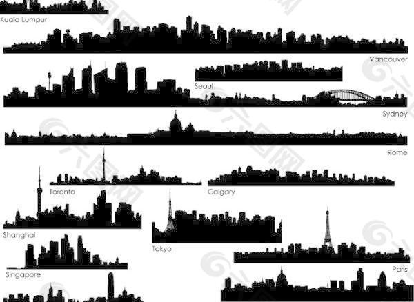 世界城市剪影矢量素材1