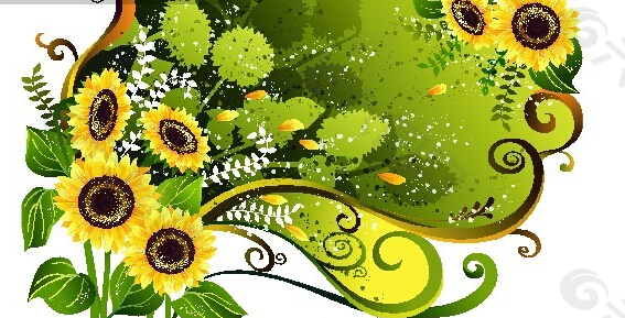 向日葵花纹图案创意矢量素材